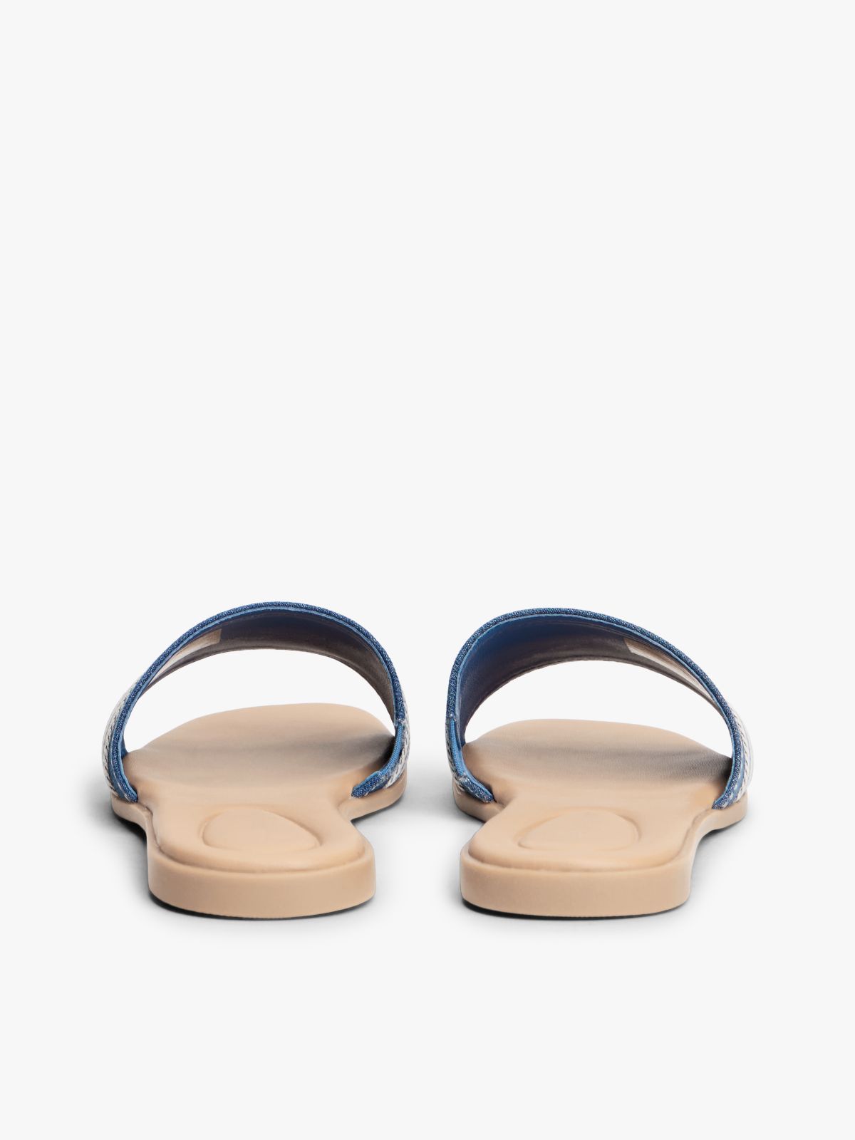 Canvas Denim Webbing Strap Mules — Blue