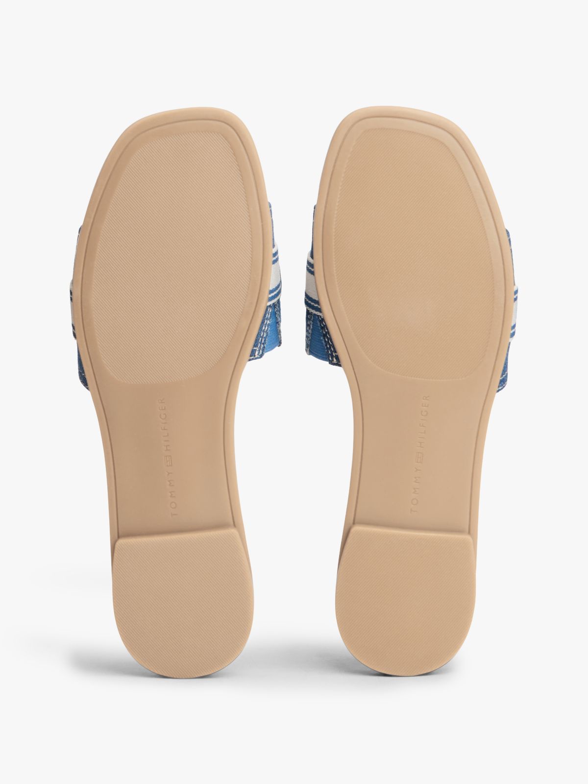 Canvas Denim Webbing Strap Mules — Blue