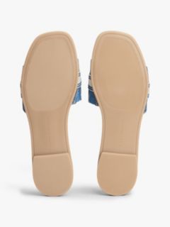 Canvas Denim Webbing Strap Mules — Blue 5