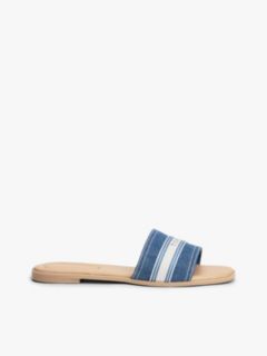 Canvas Denim Webbing Strap Mules — Blue 1
