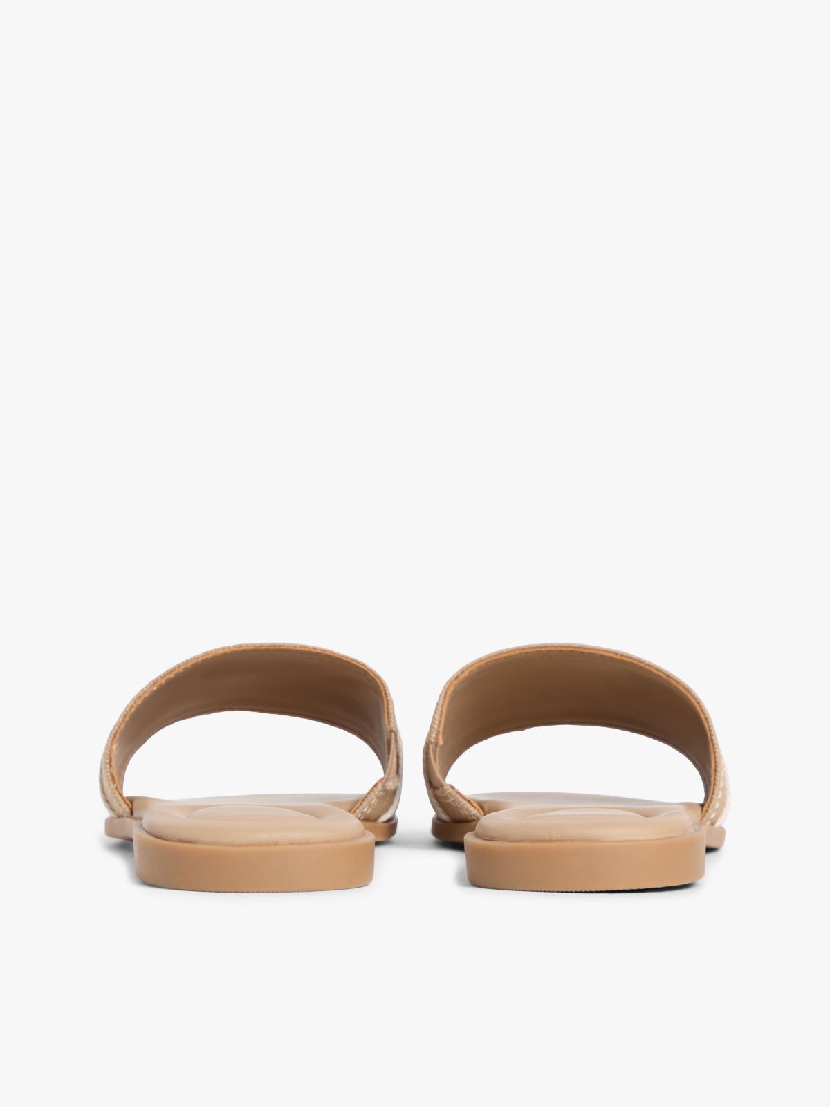 Canvas Denim Webbing Strap Mules — Khaki