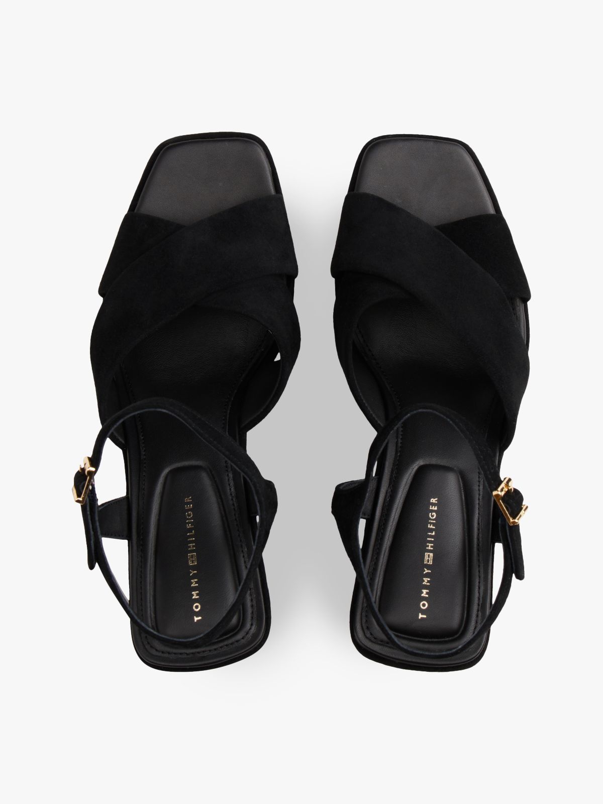 Suede High Wedge Heel Sandals — Black