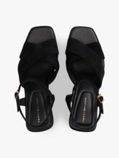Suede High Wedge Heel Sandals — Black 3