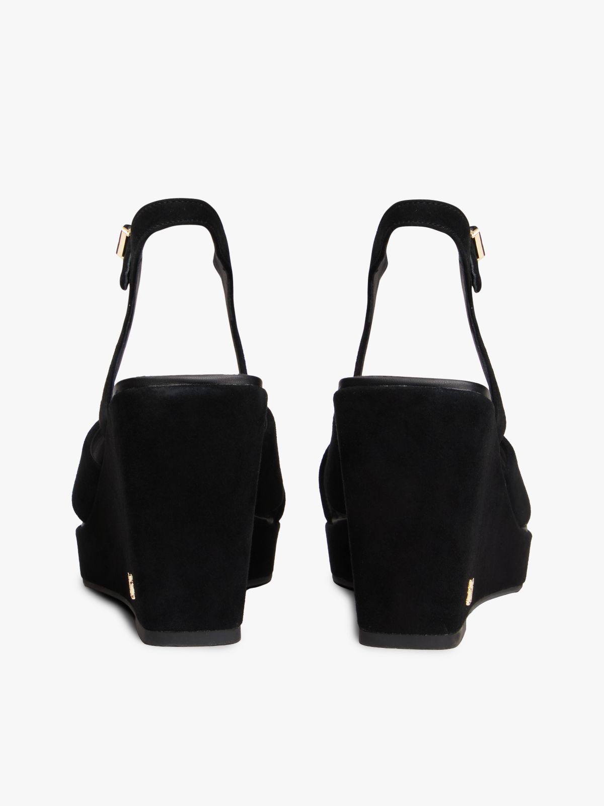 Suede High Wedge Heel Sandals — Black