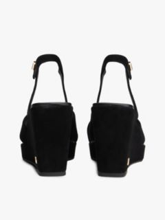 Suede High Wedge Heel Sandals — Black 4