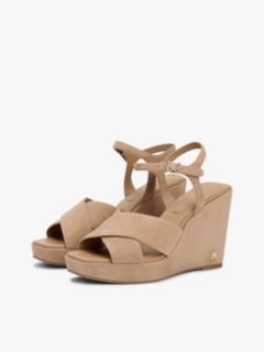 Suede High Wedge Heel Sandals — Khaki 2