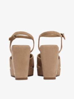 Suede High Wedge Heel Sandals — Khaki 4