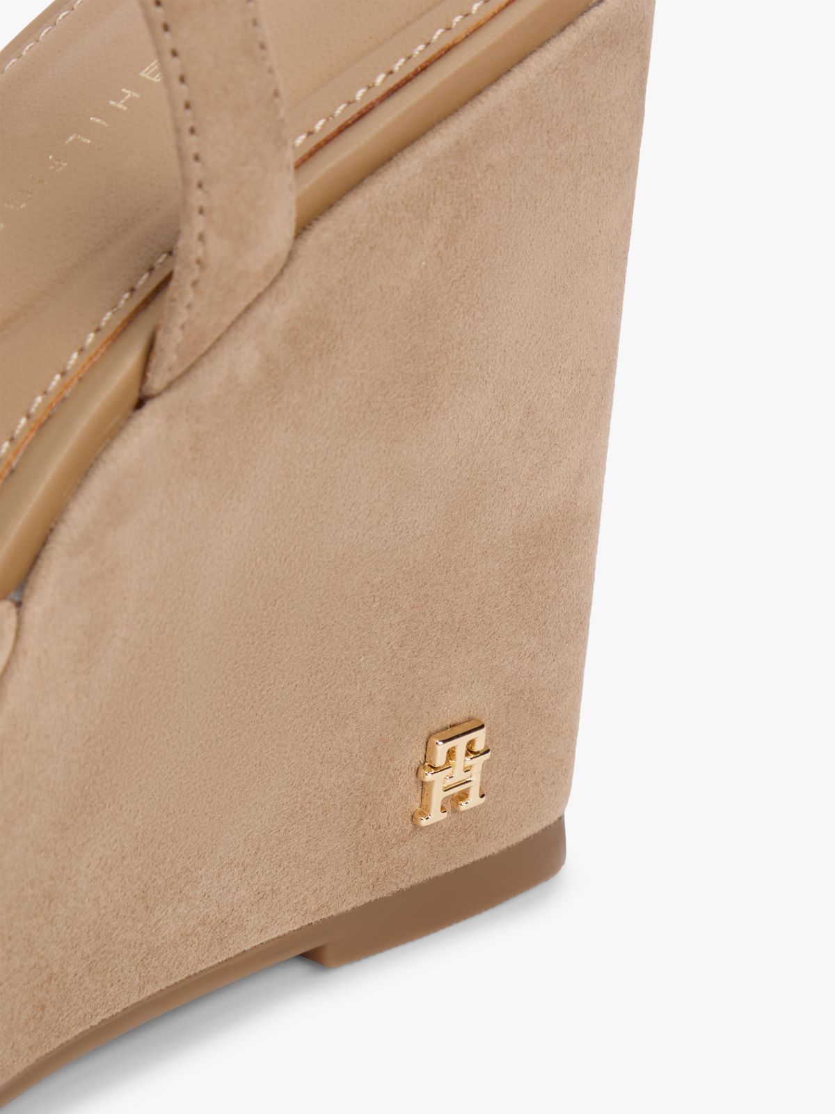 Suede High Wedge Heel Sandals — Khaki
