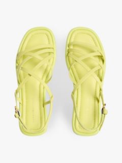 Leather Crossover Strap Flat Sandals — Green 3
