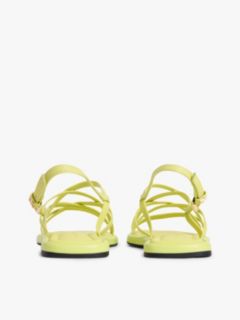 Leather Crossover Strap Flat Sandals — Green 4
