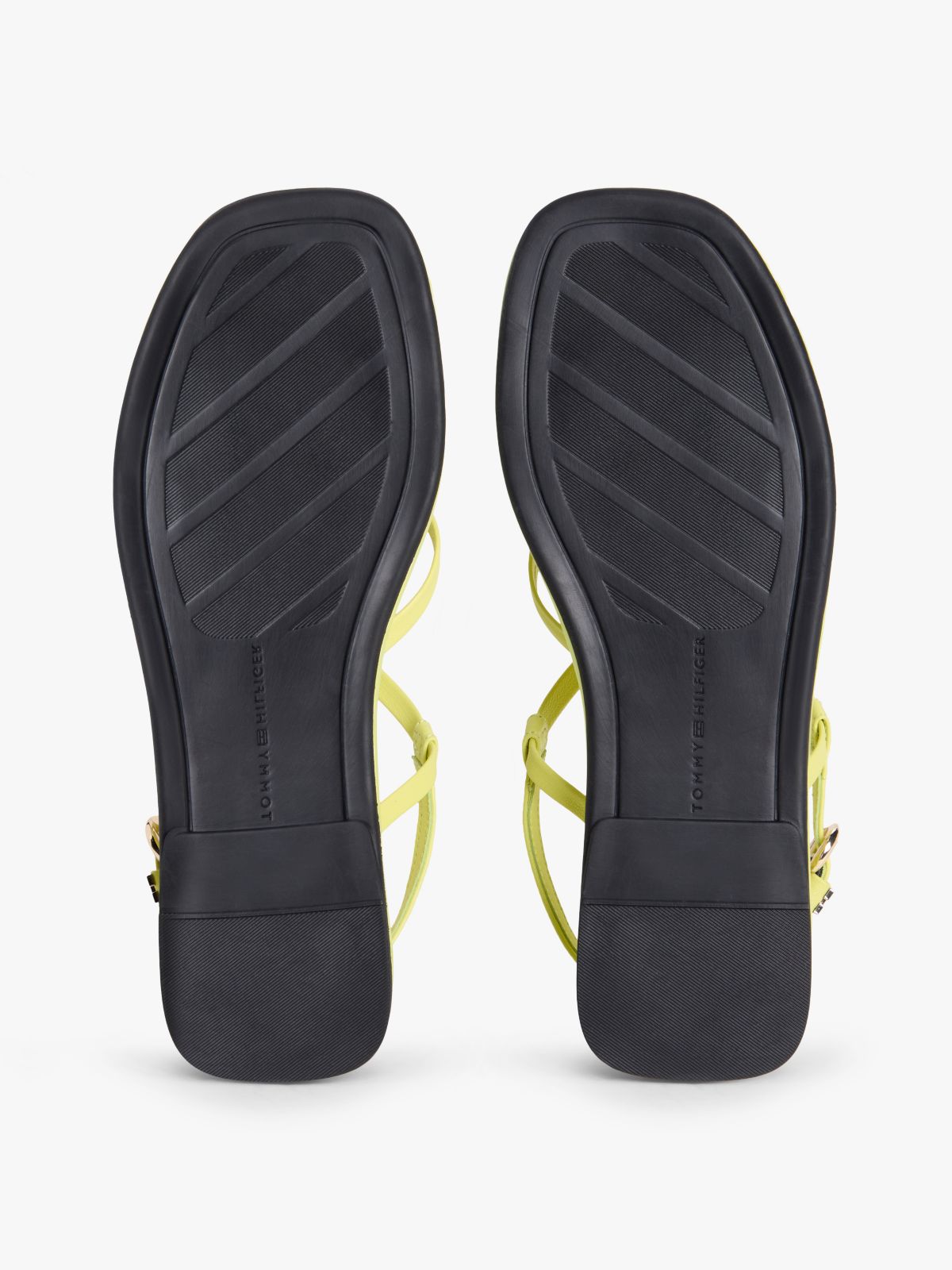 Leather Crossover Strap Flat Sandals — Green