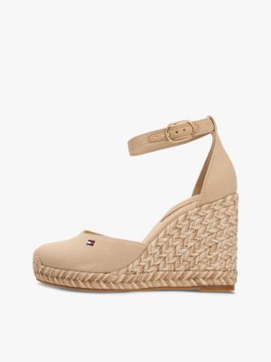 beige canvas high wedge espadrilles for women tommy hilfiger