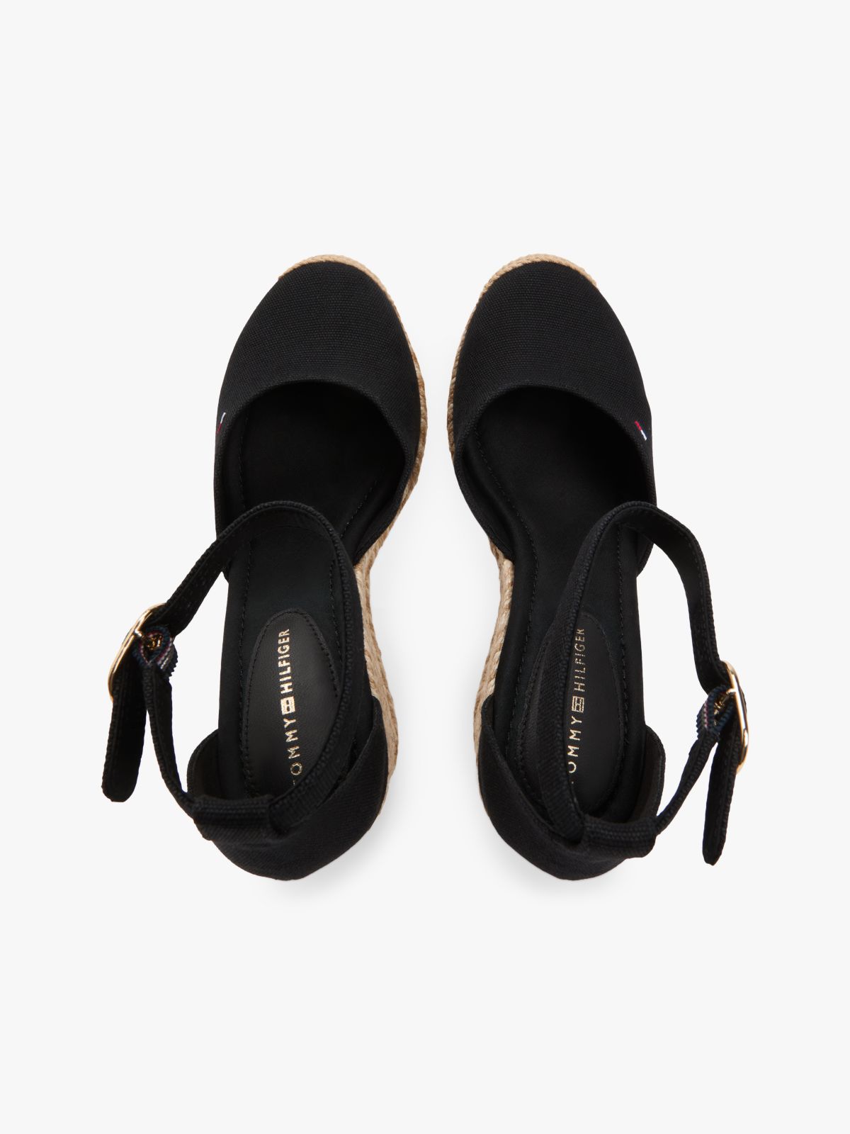 Canvas High Wedge Espadrilles — Black