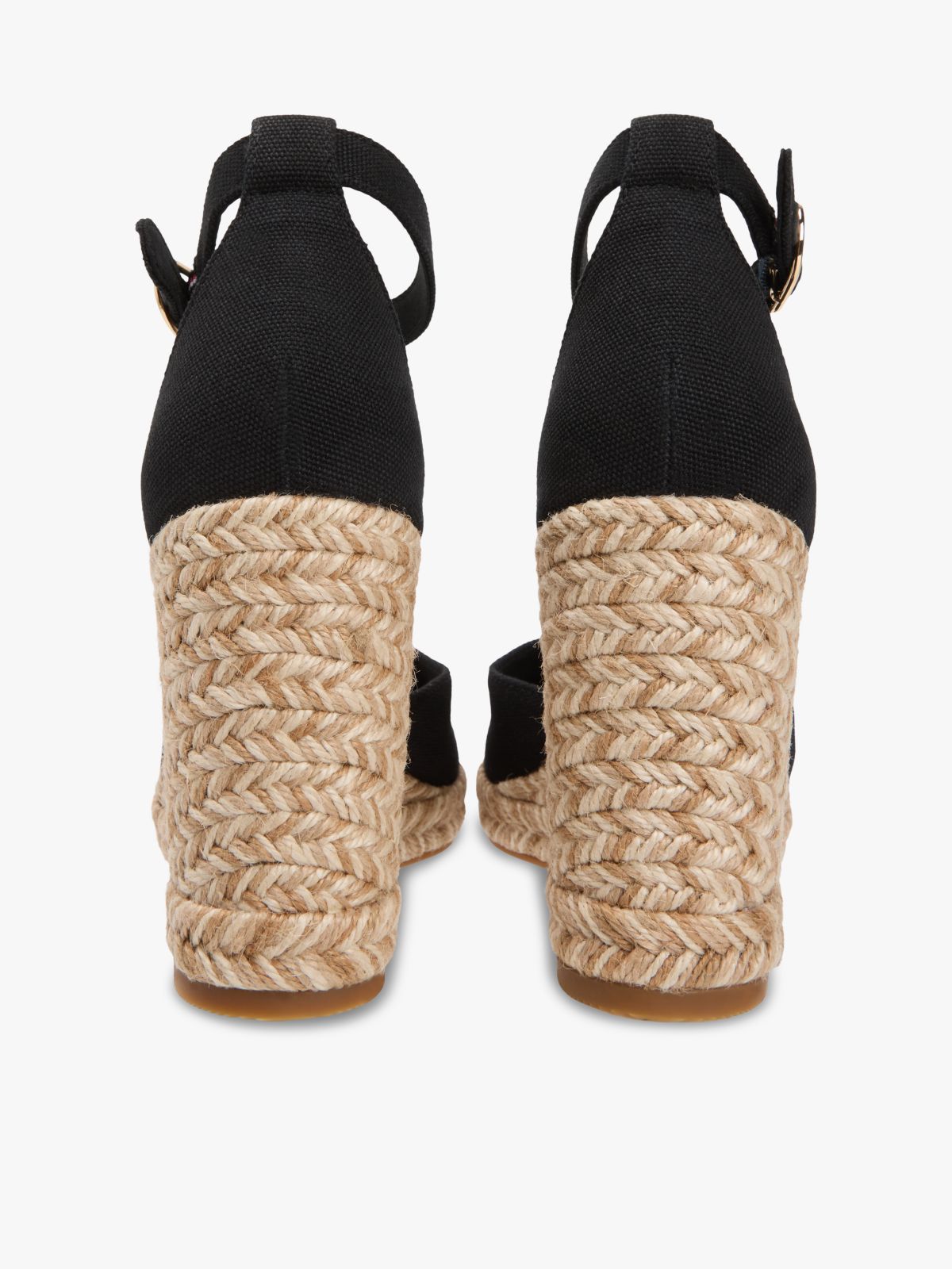 Canvas High Wedge Espadrilles — Black