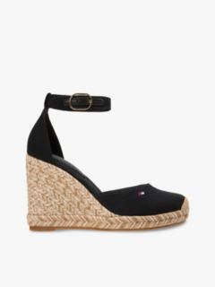Canvas High Wedge Espadrilles — Black 1