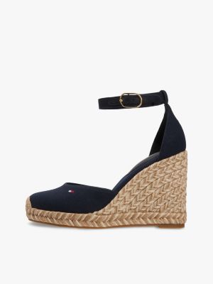 blue canvas high wedge espadrilles for women tommy hilfiger