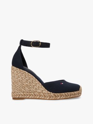 blue canvas high wedge espadrilles for women tommy hilfiger