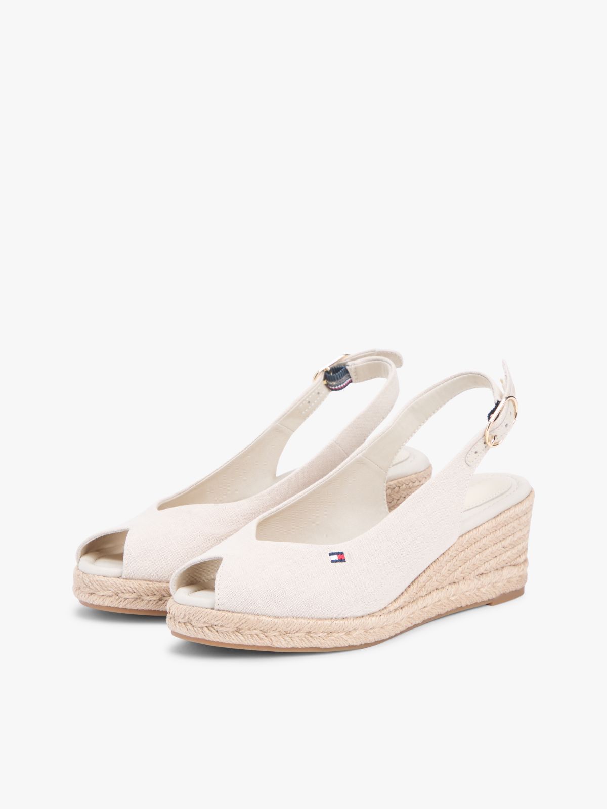 Hemp Slingback Wedge Espadrilles — Beige