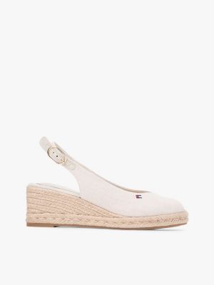 beige slingback espadrille van hennep met sleehak voor dames - tommy hilfiger