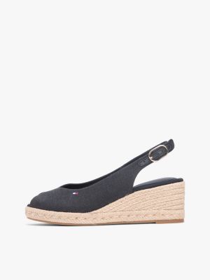 zwart slingback espadrille van hennep met sleehak voor dames - tommy hilfiger