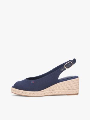 blauw slingback espadrille van hennep met sleehak voor dames - tommy hilfiger