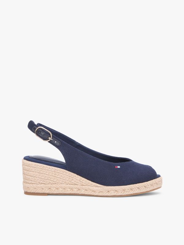 Hemp Slingback Wedge Espadrilles — Blue