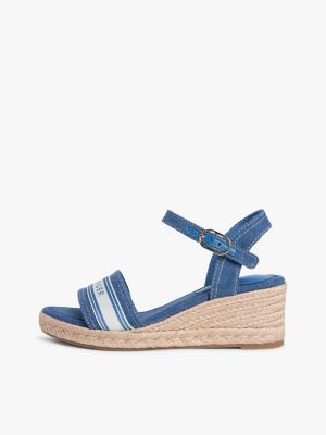 blauw canvas espadrille met sleehak voor dames - tommy hilfiger