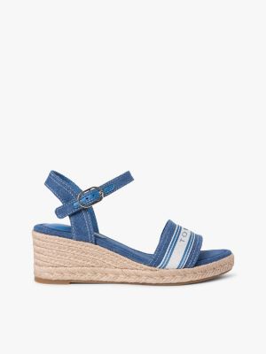 blue canvas espadrille met sleehak voor dames - tommy hilfiger