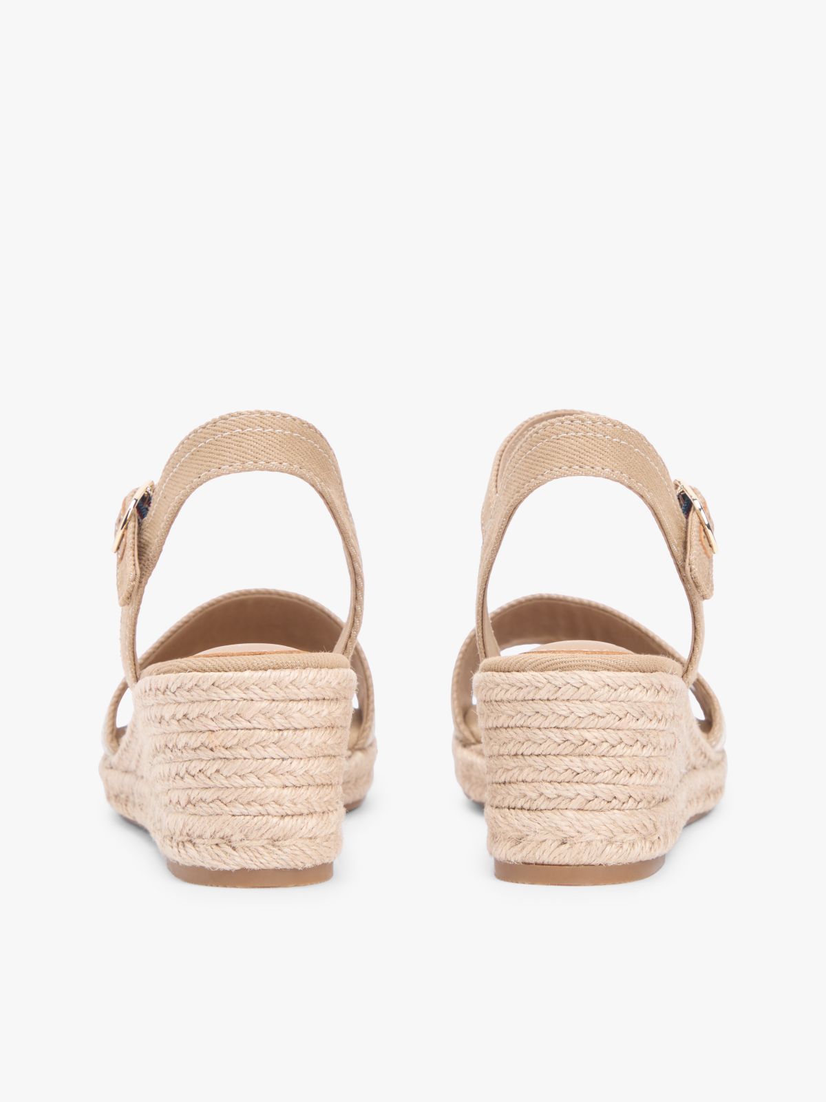 Canvas Denim Wedge Espadrilles — Khaki