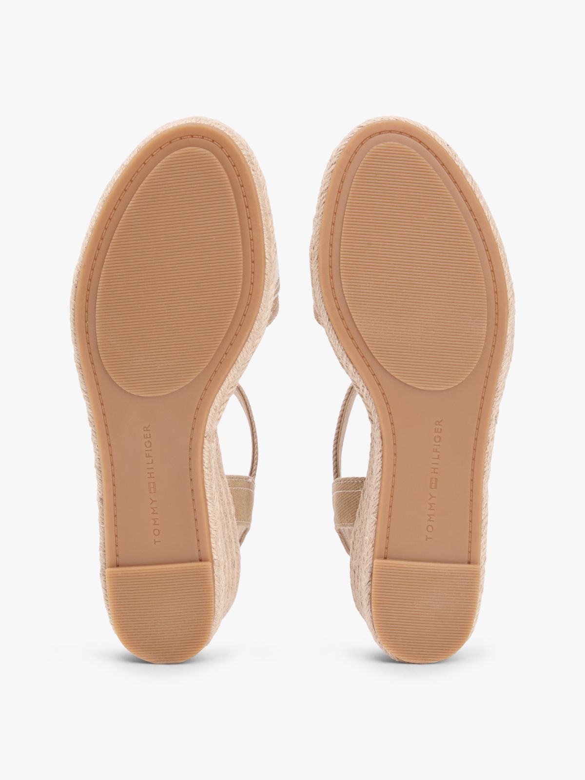 Canvas Denim Wedge Espadrilles — Khaki