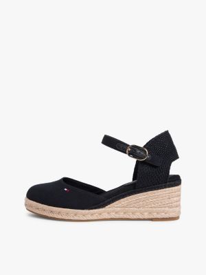 espadrilles compensées en toile noir pour femmes tommy hilfiger