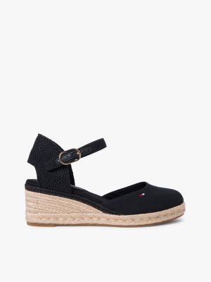 espadrilles compensées en toile black pour femmes tommy hilfiger