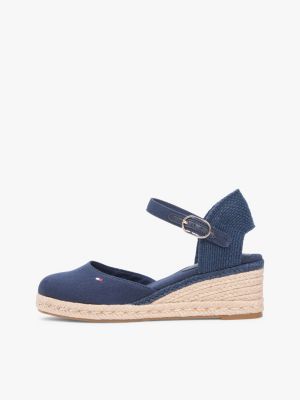espadrilles compensées en toile bleu pour femmes tommy hilfiger