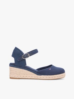 espadrilles compensées en toile blue pour femmes tommy hilfiger