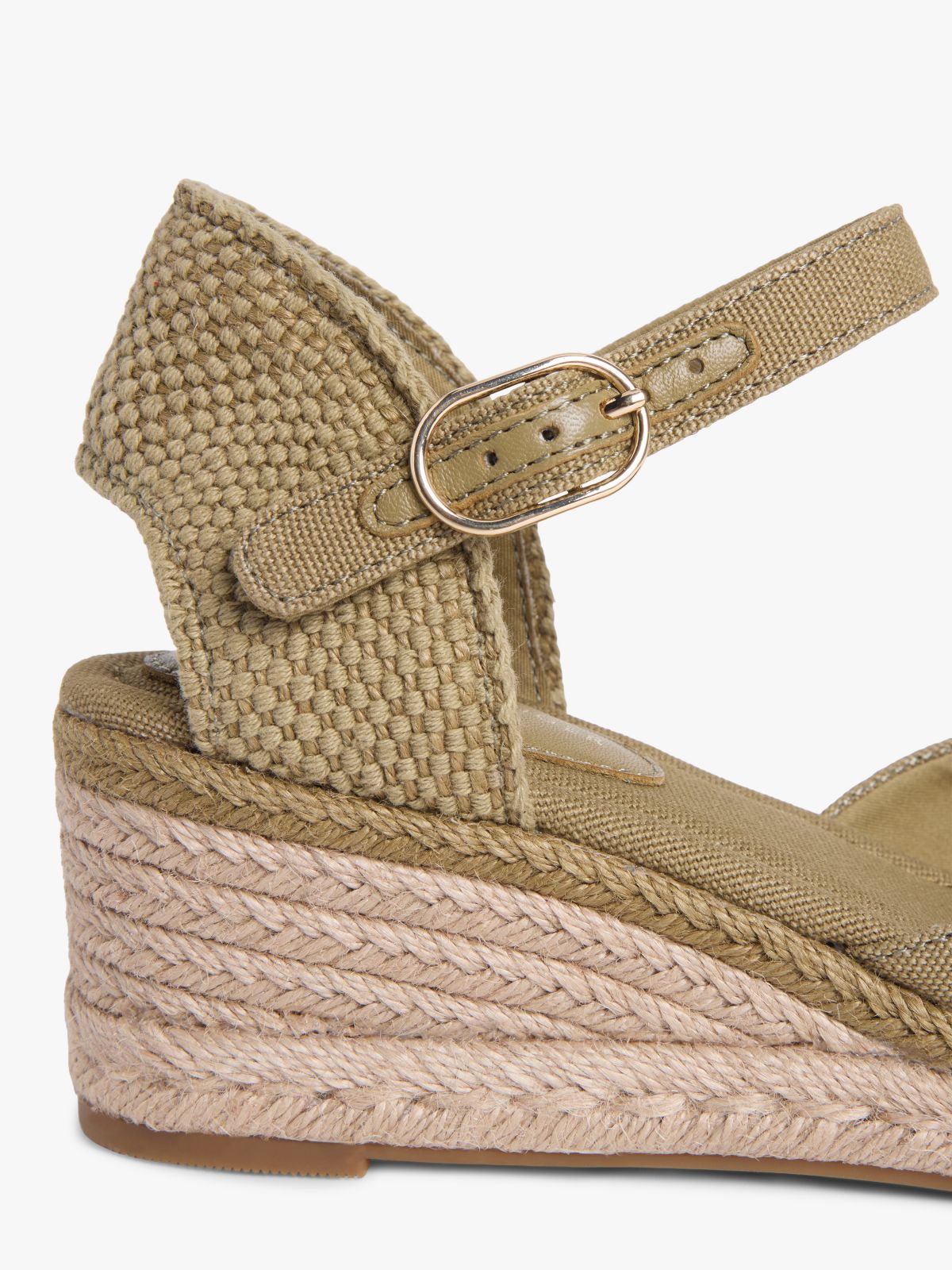 Canvas Wedge Espadrilles — Khaki