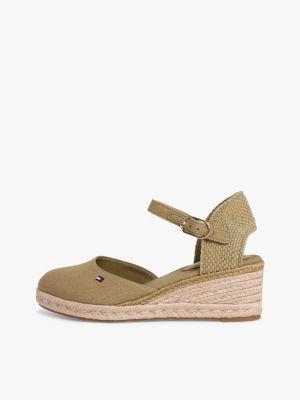 espadrilles compensées en toile kaki pour femmes tommy hilfiger