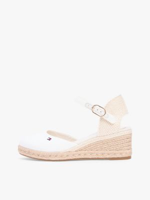 espadrilles compensées en toile blanc pour femmes tommy hilfiger
