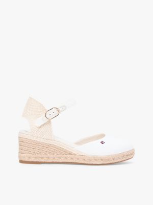 espadrilles compensées en toile white pour femmes tommy hilfiger