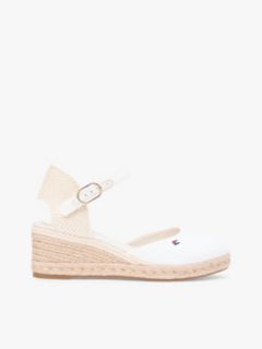 Canvas Wedge Espadrilles — White 1