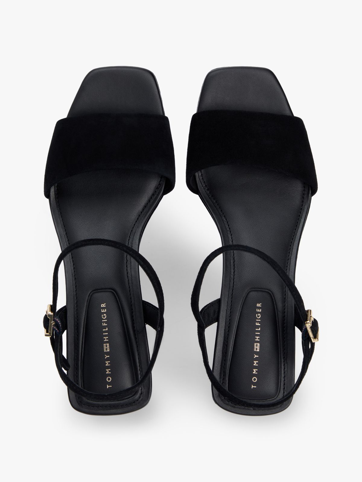 Suede TH Monogram Wedge Sandals — Black
