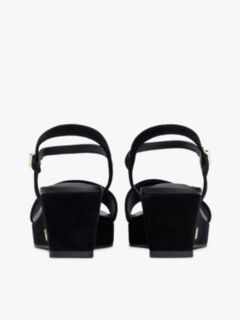 Suede TH Monogram Wedge Sandals — Black 4