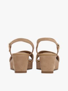 Suede TH Monogram Wedge Sandals — Khaki 4