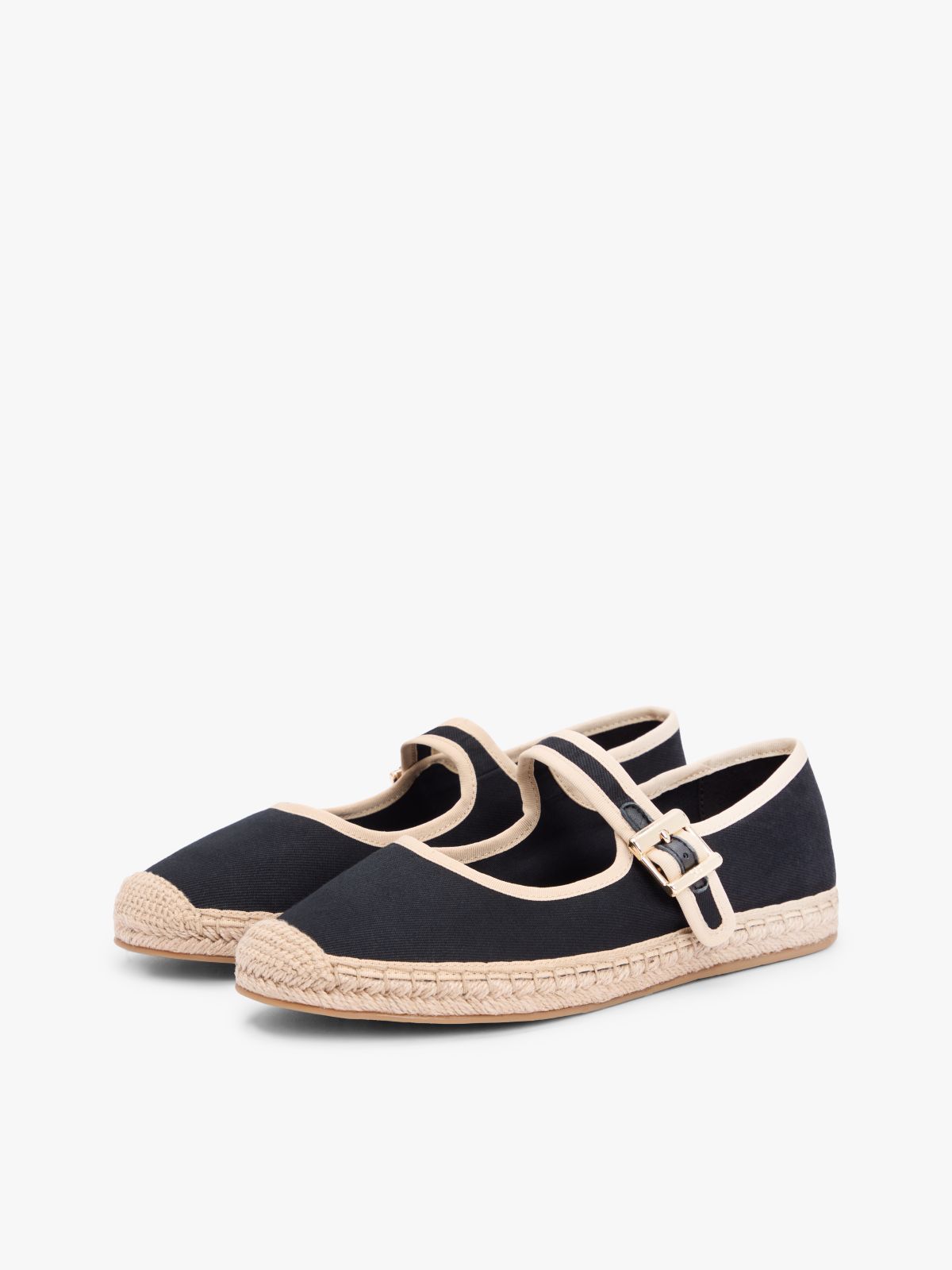 Canvas Mary Jane Espadrilles — Black