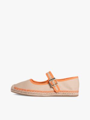 orange canvas mary jane espadrilles for women tommy hilfiger