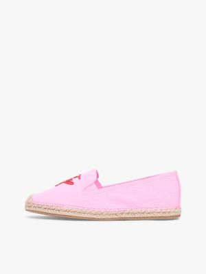 pink logo embroidery canvas espadrilles for women tommy hilfiger