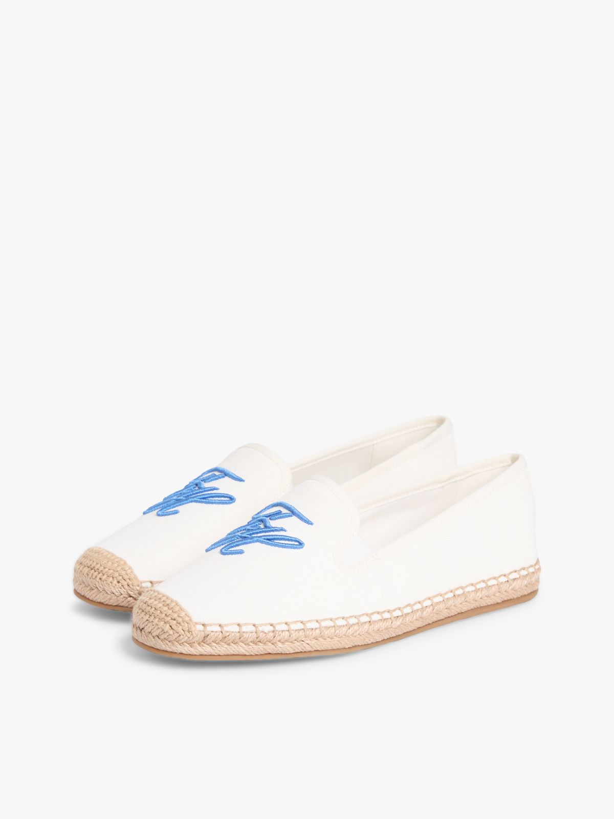 Logo Embroidery Canvas Espadrilles — White