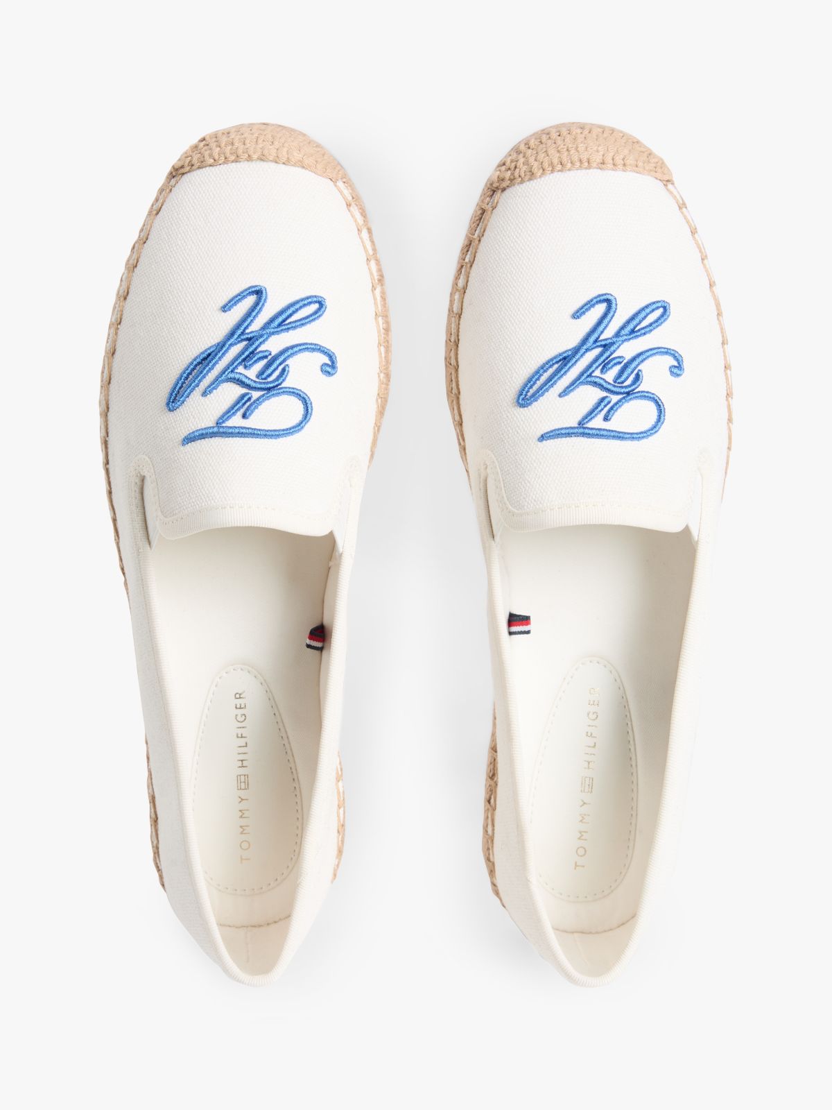 Logo Embroidery Canvas Espadrilles — White