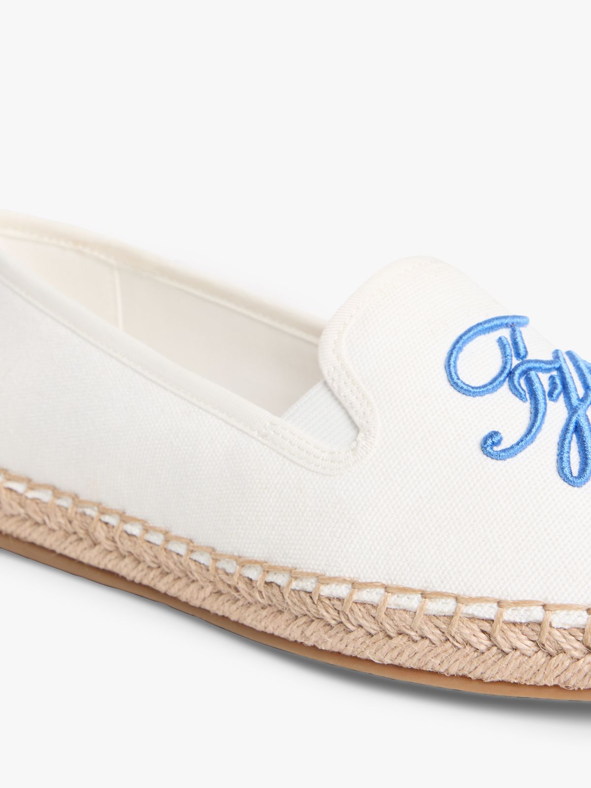 Logo Embroidery Canvas Espadrilles — White