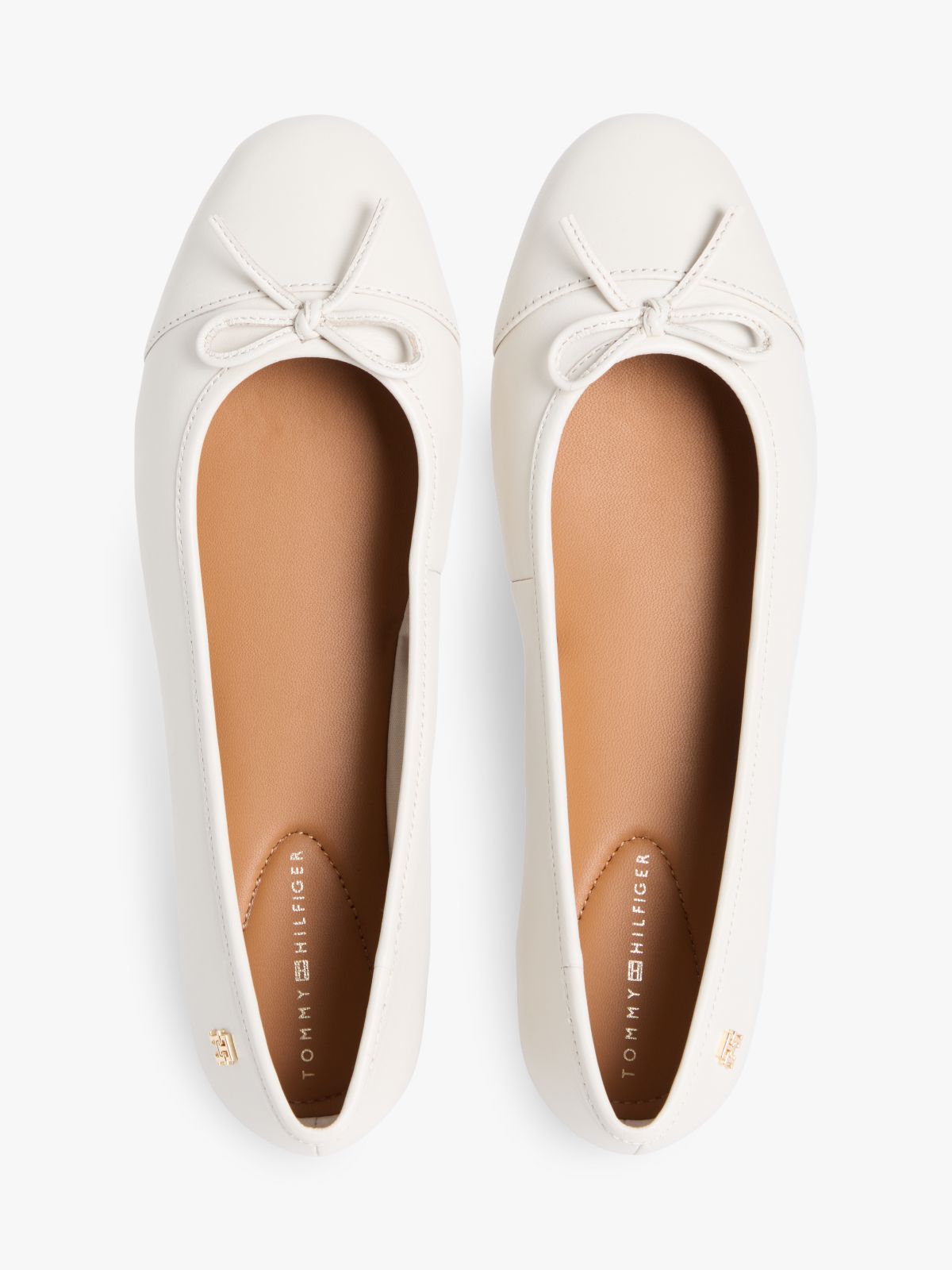 TH Monogram Leather Ballerinas — Beige