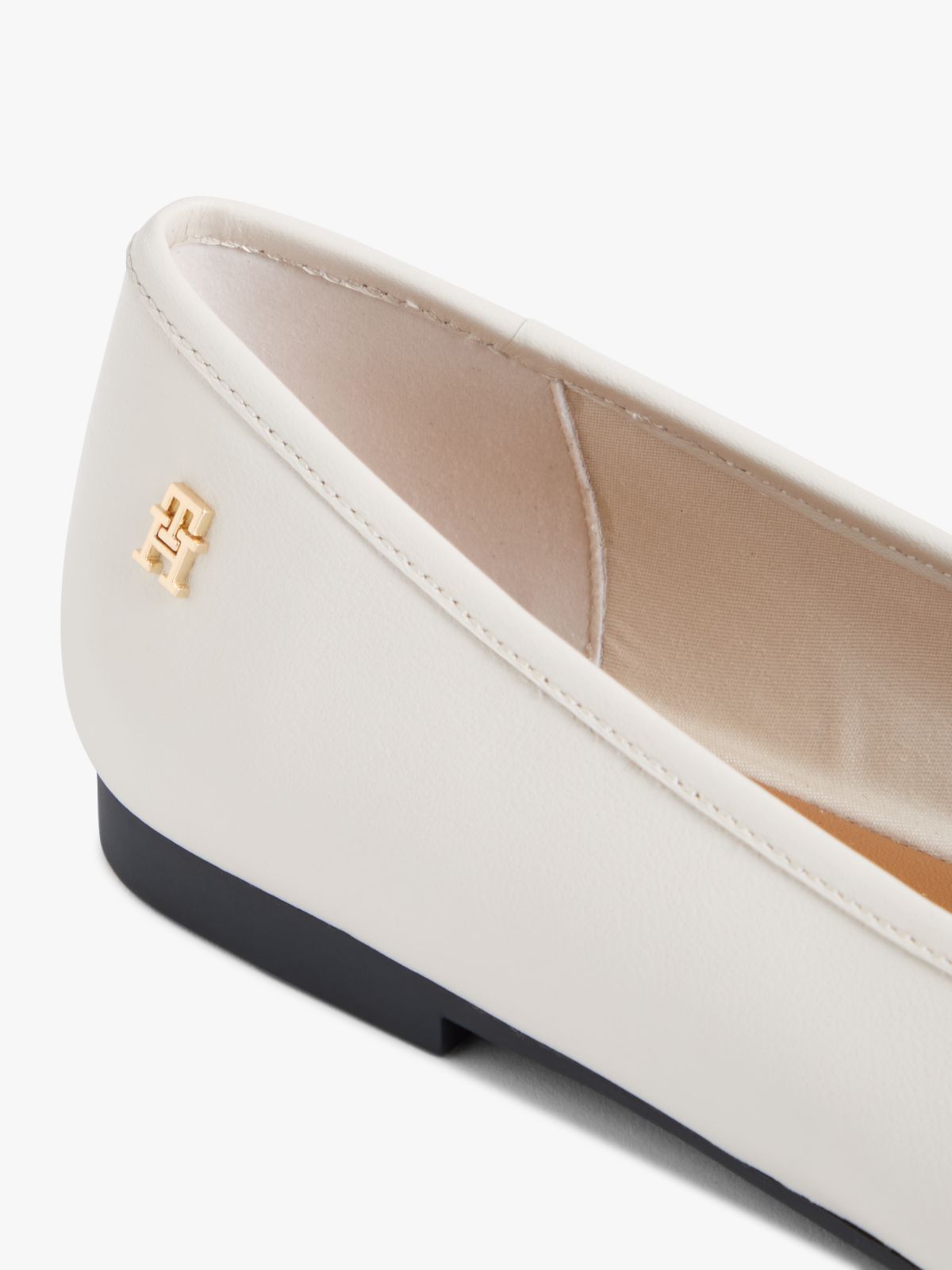TH Monogram Leather Ballerinas — Beige